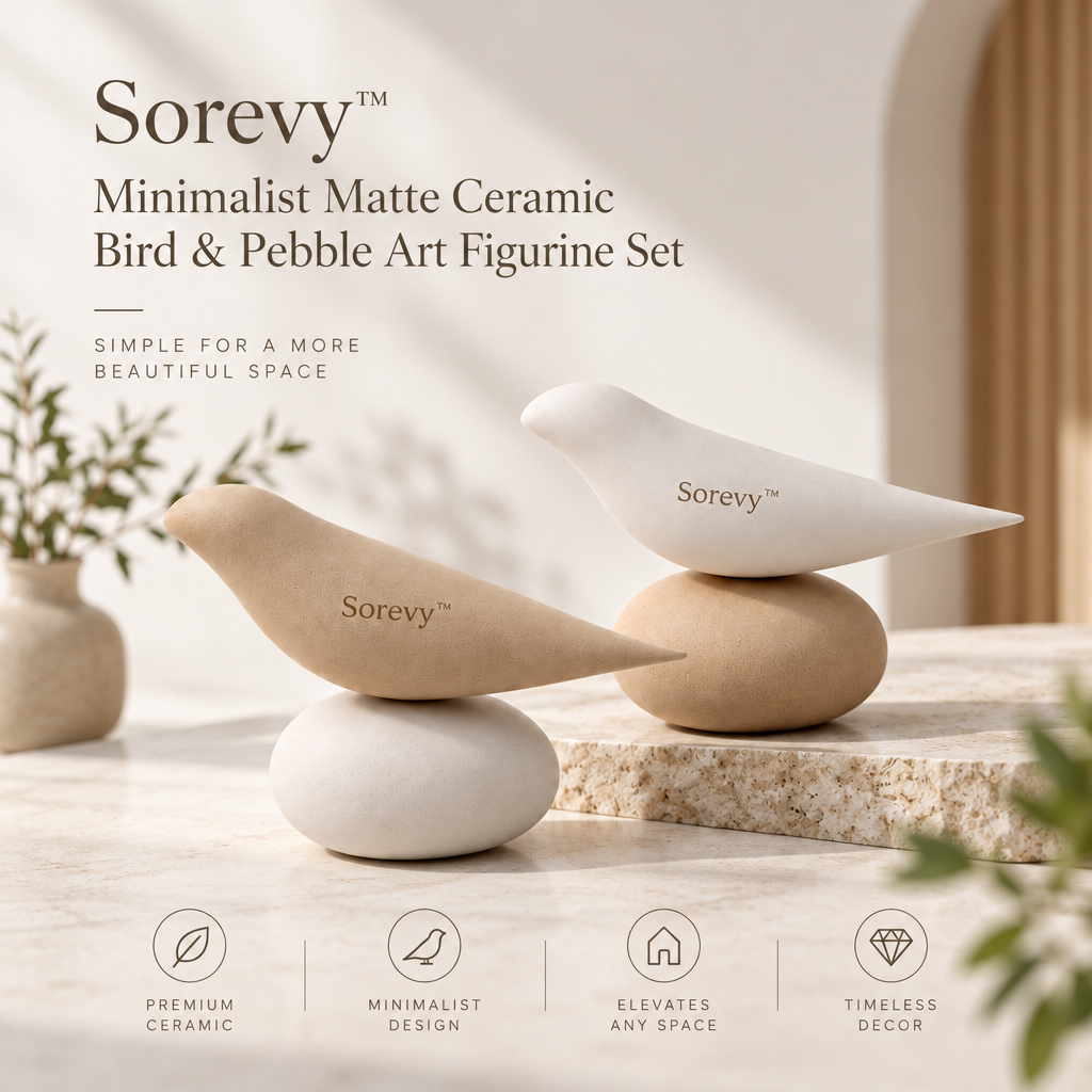 Sorevy™ Serene Pebble Bird Sculpture Set - detail 2