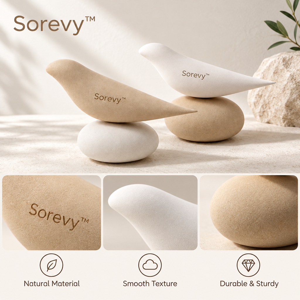 Sorevy™ Serene Pebble Bird Sculpture Set - detail 4