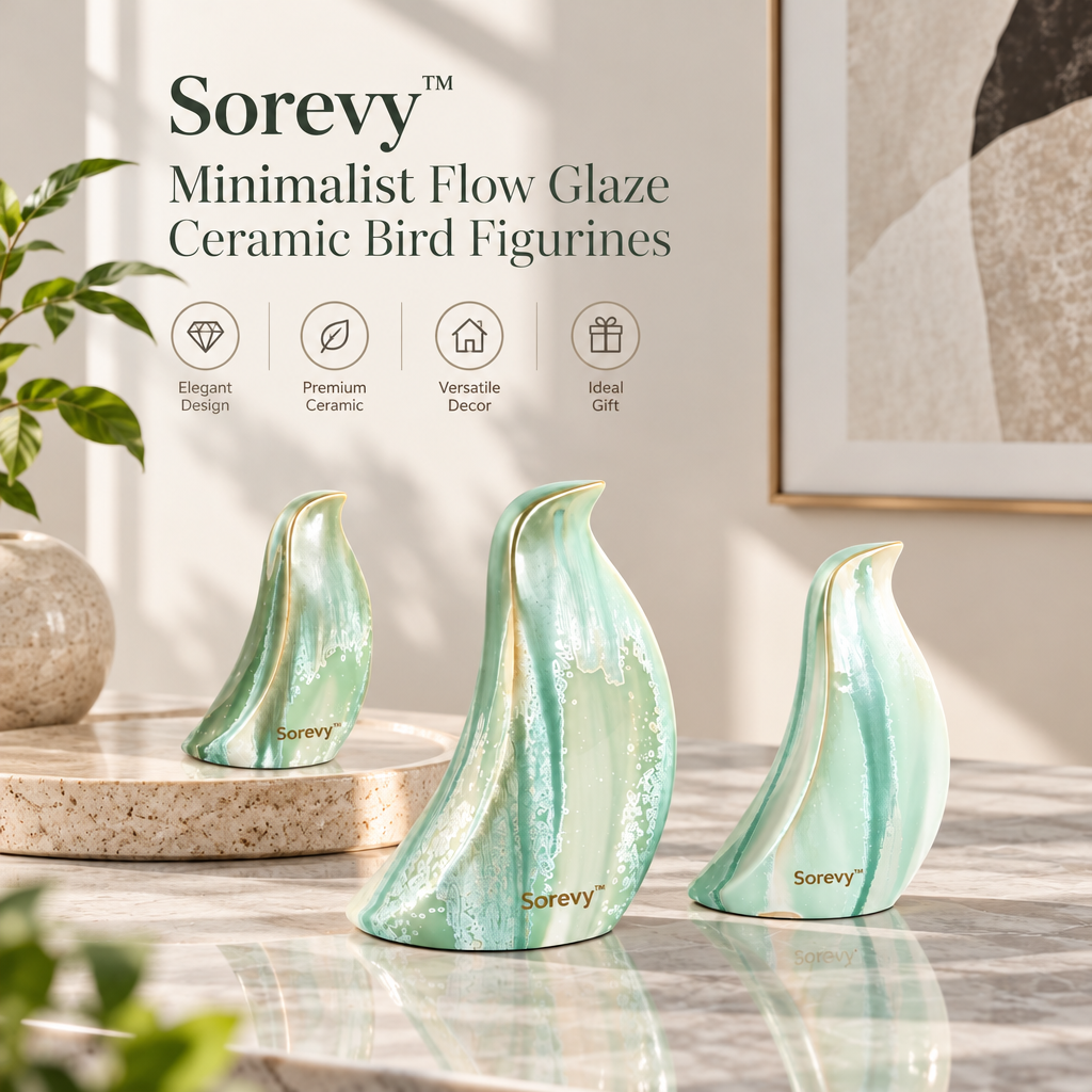 Sorevy™ Seafoam Flow-Glaze Bird Trio - detail 2