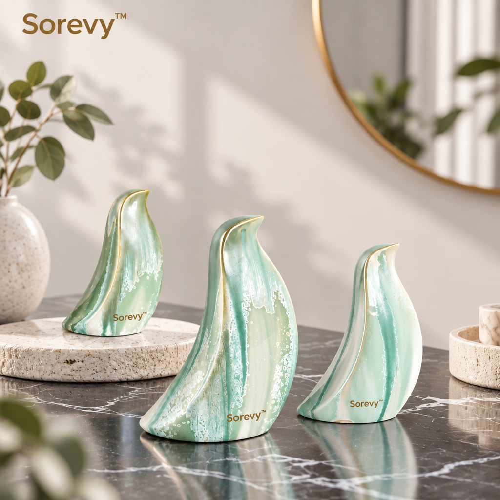 Sorevy™ Seafoam Flow-Glaze Bird Trio