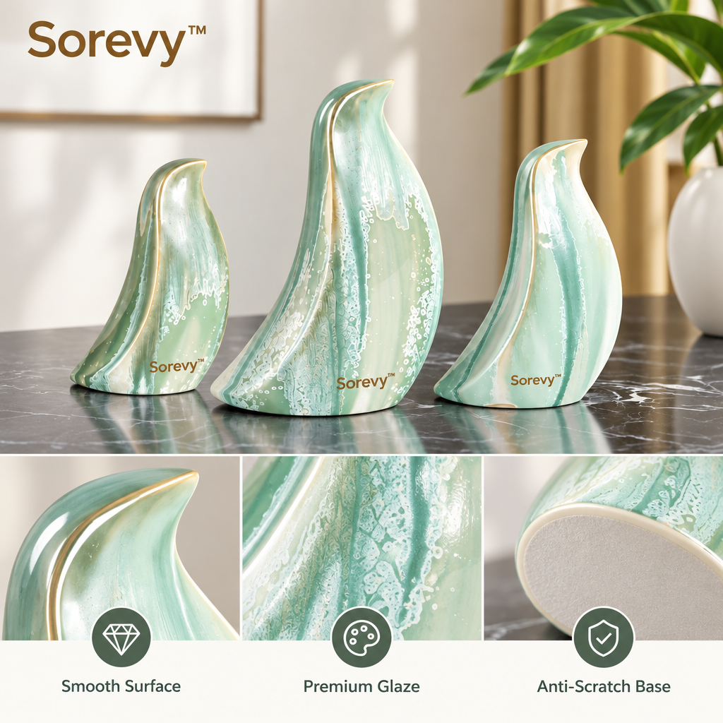 Sorevy™ Seafoam Flow-Glaze Bird Trio - detail 5