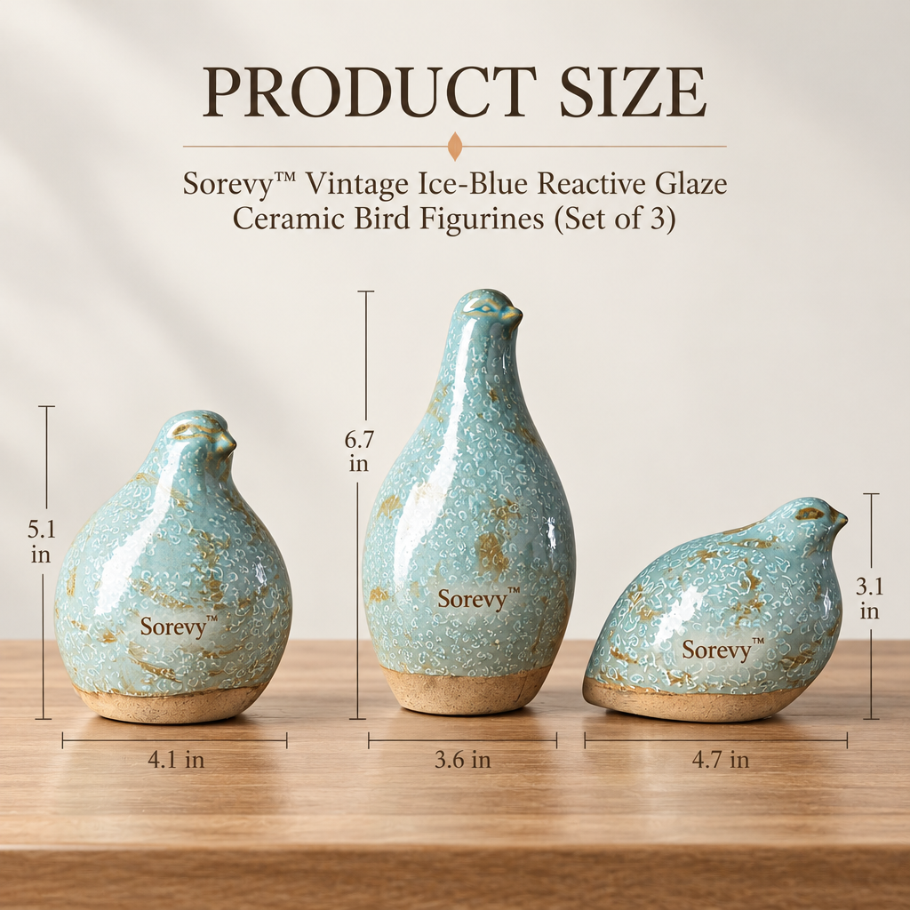 Sorevy™ Glacier Reactive-Glaze Bird Trio - detail 2