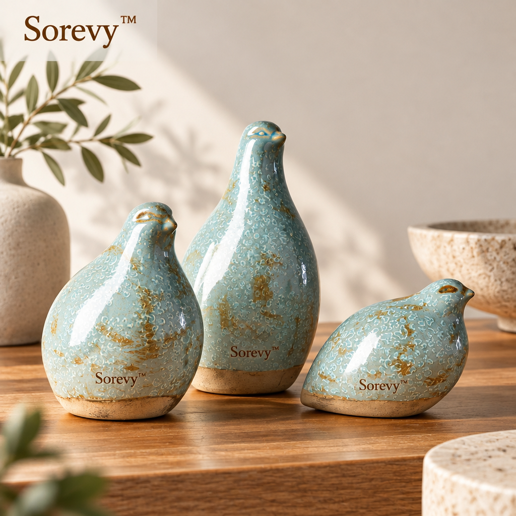 Sorevy™ Glacier Reactive-Glaze Bird Trio