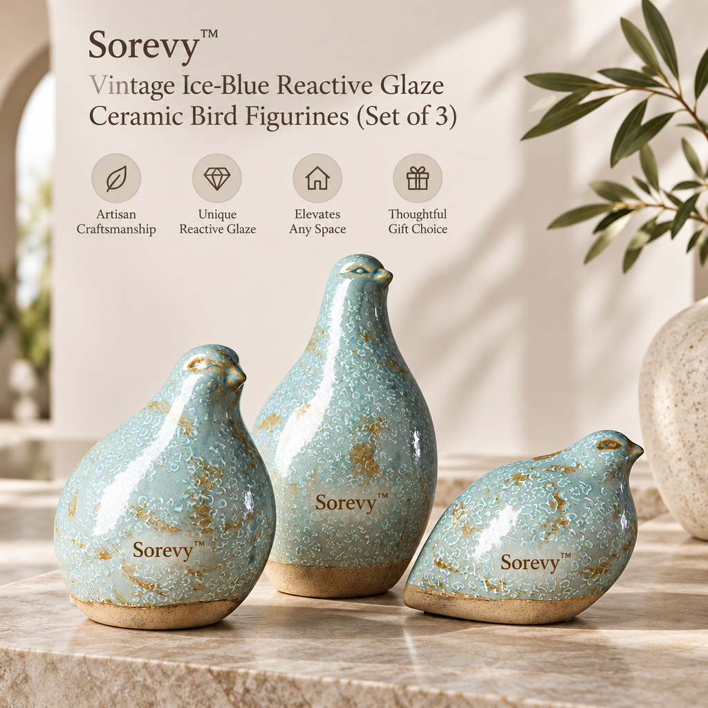 Sorevy™ Glacier Reactive-Glaze Bird Trio - detail 5