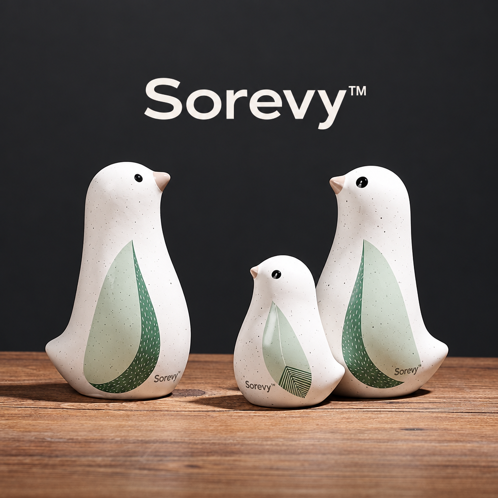 Sorevy™ Sage Leaf Bird Family Trio