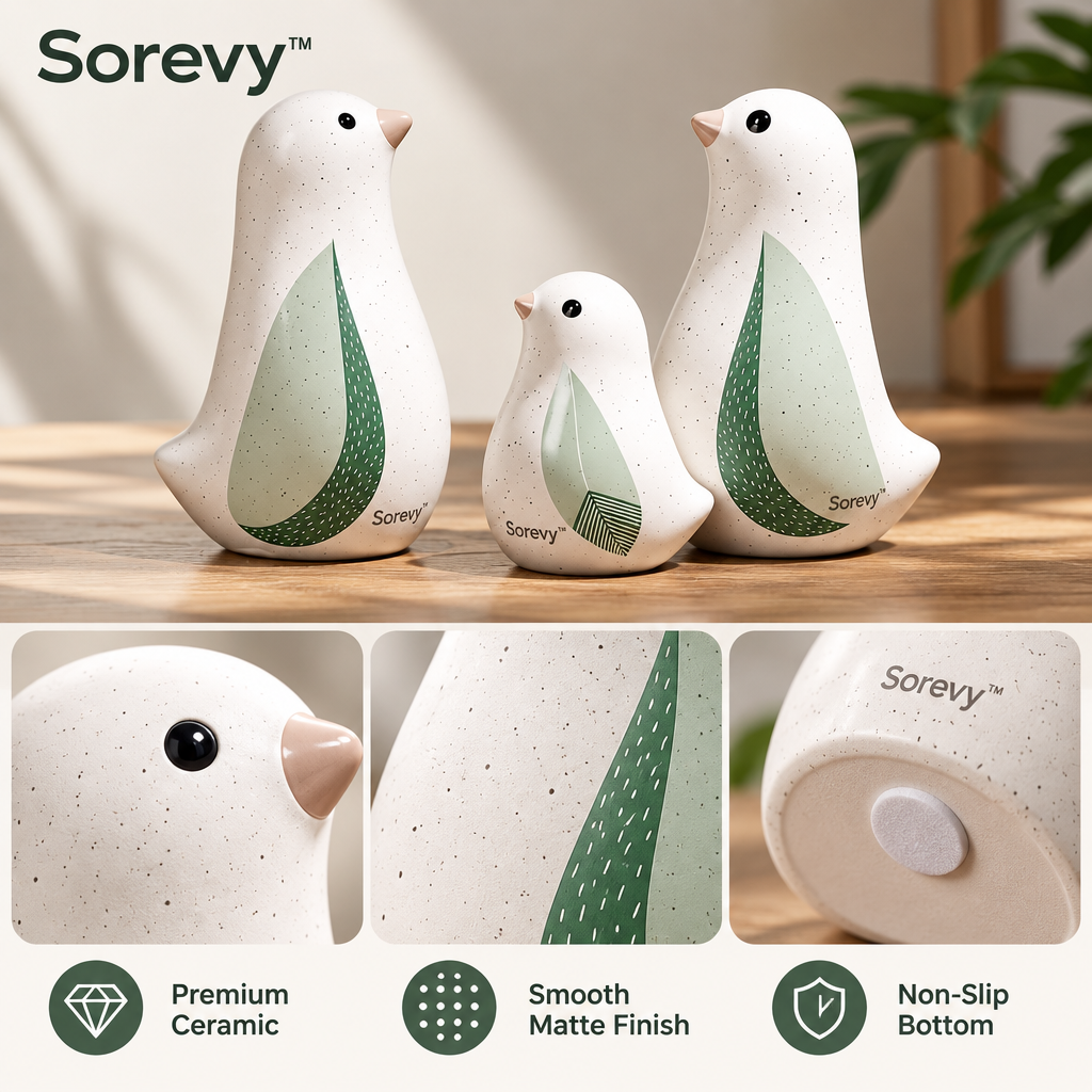 Sorevy™ Sage Leaf Bird Family Trio - detail 4