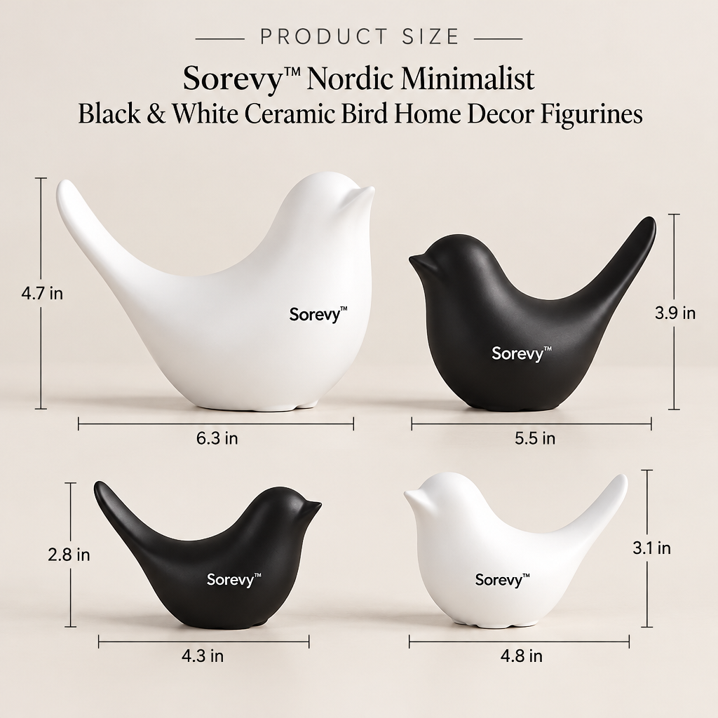 Sorevy™ Monochrome Nesting Bird Trio - detail 3