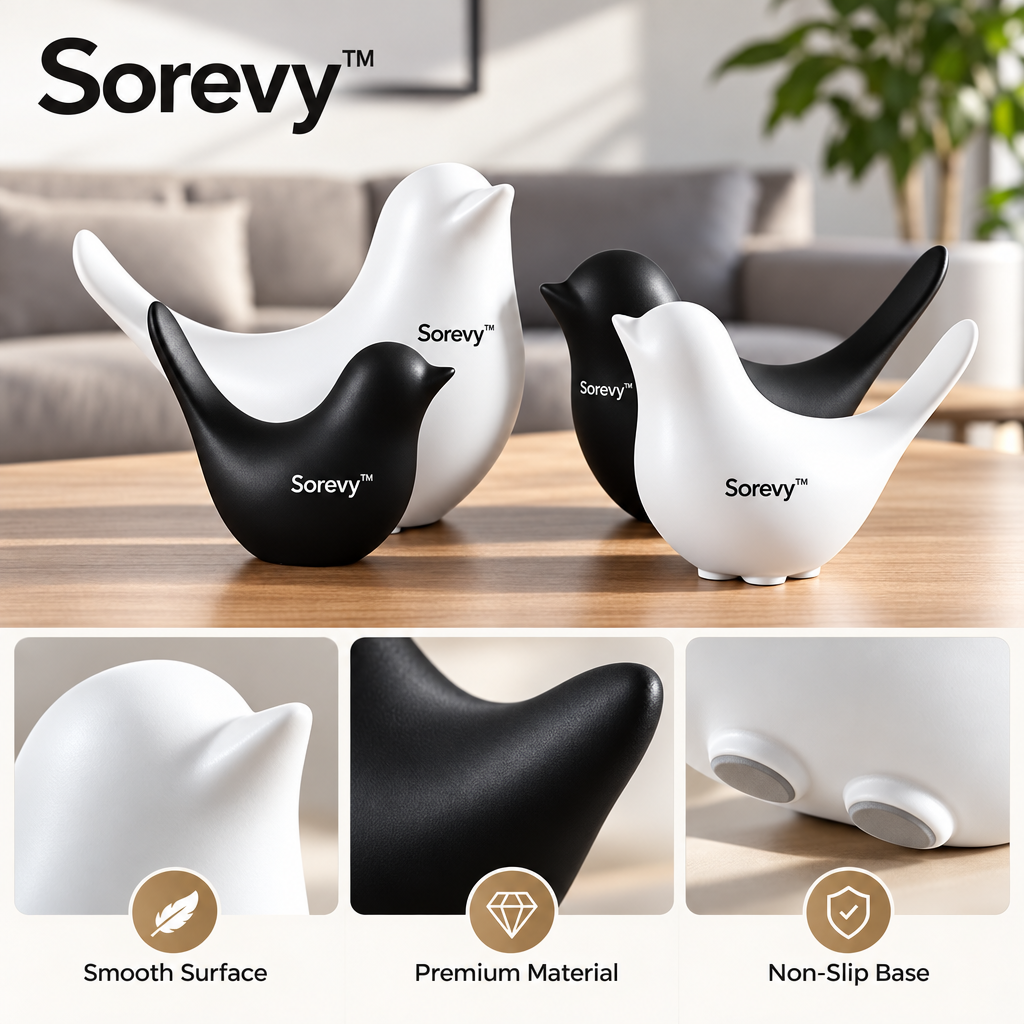 Sorevy™ Monochrome Nesting Bird Trio - detail 5