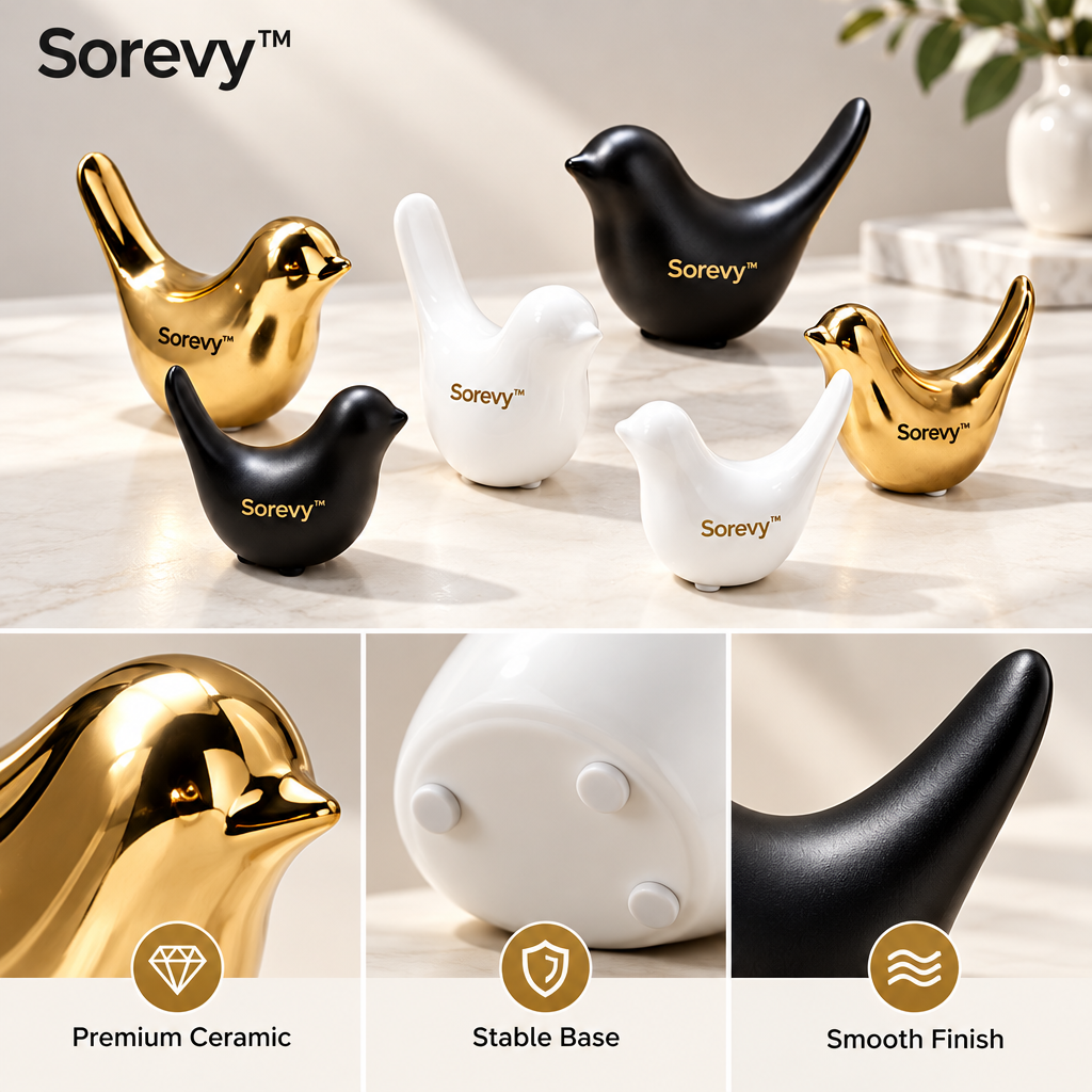 Sorevy™ Luxe Contrast Ceramic Bird Sextet - detail 2