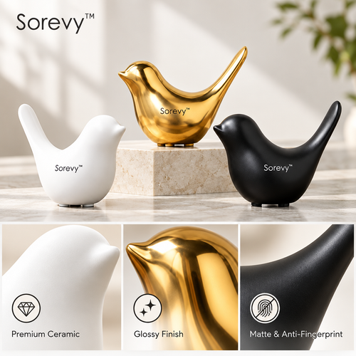 Sorevy™ Gilded Harmony Ceramic Bird Trio - detail 2