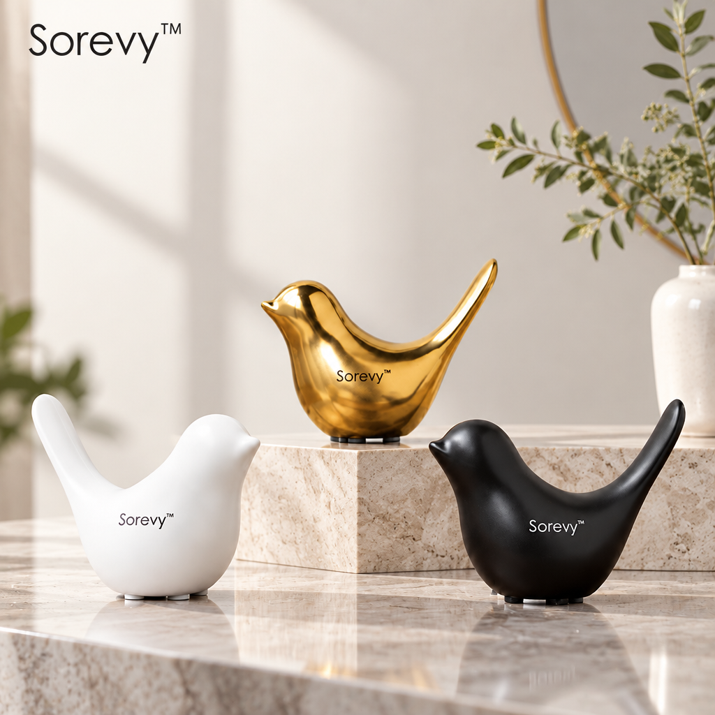 Sorevy™ Gilded Harmony Ceramic Bird Trio