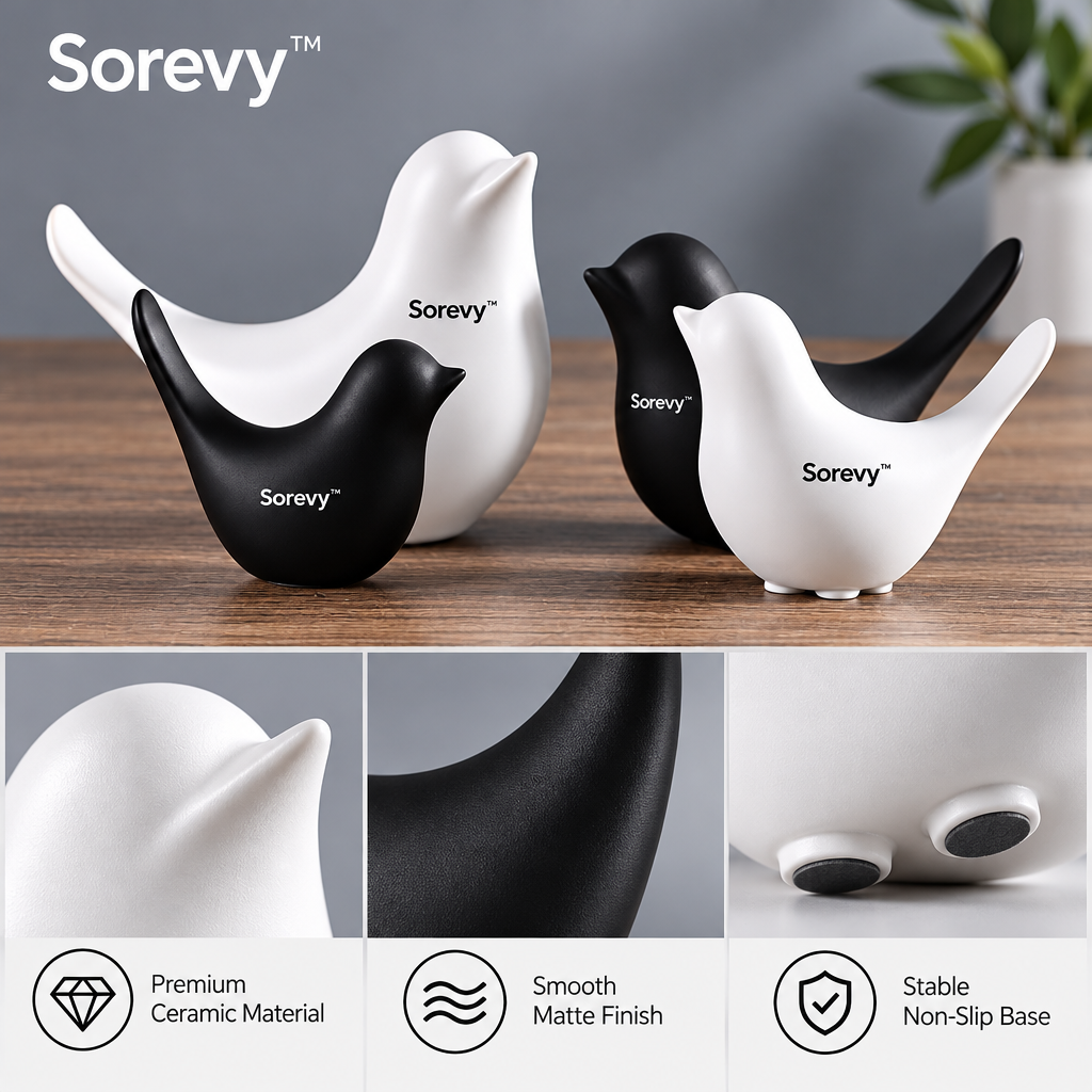 Sorevy™ Yin-Yang Ceramic Bird Trio - detail 2